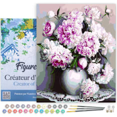 Figure'd Art Vase of Peonies numeromaalaus