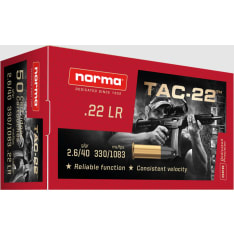 Norma USA Tac 22LR LRN 2.6g 50 pc cartridge