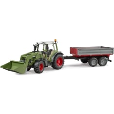 Bruder Fendt Vario 211 traktori etukuormaajalla ja kippivaunulla