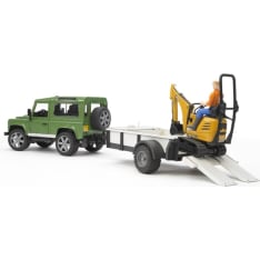 Bruder 02593 Land Rover Defender, peräkärry ja pienkaivuri