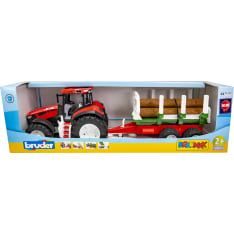 Bruder 03453  ROADMAX traktori metsäperävaunulla ja kolmella tukilla
