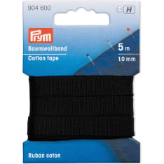 Prym 10 mm black 5 m cotton ribbon