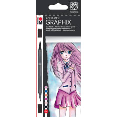 Marabu Graphix aqua pen 6 make manga-akvarellitussit