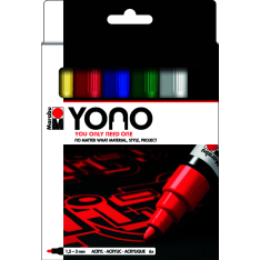 Marabu Yono 6 x 1.5-3mm akryylimaalitussisetti