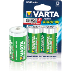 Varta Accu D 3000 mAh 2 kpl ladattava paristo