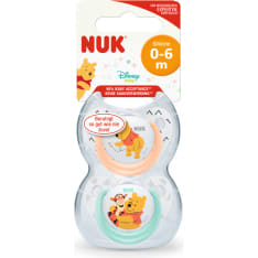 NUK Nalle Puh 0-6 kk 2 kpl silikoni huvitutti