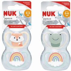 NUK Space 0-6 kk 2 kpl silikoni huvitutti