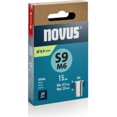 NOVUS M 6x15mm teräs 20 kpl/pkt niittimutteri