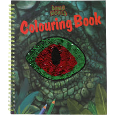 Dino World sequin eye colouring book