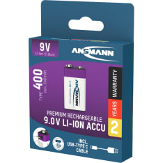Ansmann 9V 400mAh USB-C ladattava lithiumparisto