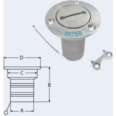 WhisperPower ter38 kansiläpivienti water 38mm letkulle a4-aisi 316