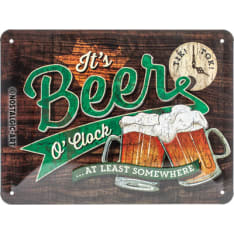 Nostalgic-Art 15x20 It's Beer O'Clock... at least somewhere  Metallikilpi