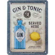 Nostalgic-Art  15x20 Gin & Tonic Served Here Metallikilpi