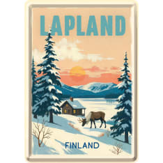 Nostalgic-Art  Lapland - Cabin & Reindeer Metallinen postikortti
