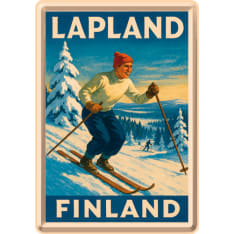 Nostalgic-Art  Lapland Finland - Man skiing Metallinen postikortti