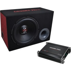 Ground Zero 12.300X-II Bass Kit koteloitu subwoofer + vahvistin