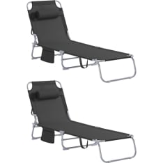 SoBuy OGS35 musta 2 kpl kokoontaitettava aurinkotuoli