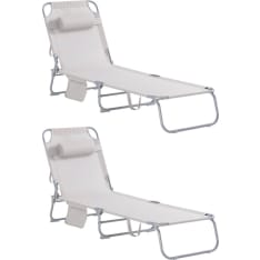 SoBuy OGS35-MIx2 2 kpl beige taitettava aurinkotuoli