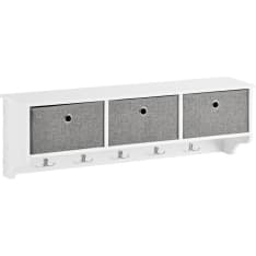 SoBuy FRG282-W white wall coat rack with baskets