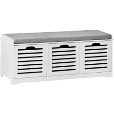 SoBuy FSR23-W storage bench with seat cushion