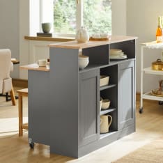 SoBuy FSB36-HG grey kitchen island with foldable worktop