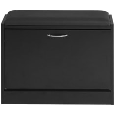 SoBuy FSR16-SCH shoe storage bench with seat cushion black