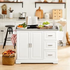 SoBuy FKW41-ST keittiövaunu pyörillä valkoinen 130x71x91 cm