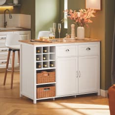 SoBuy KNL05-W kitchen island with wine cabinet