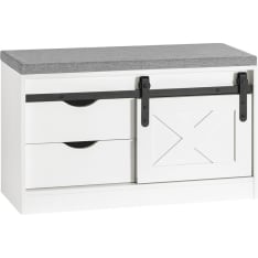 SoBuy FSR153-W shoe bench with sliding doors