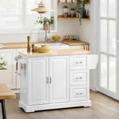 SoBuy FKW41-II-WN white kitchen island trolley