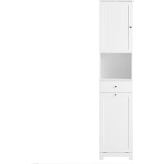 SoBuy BZR216-W valkoinen korkea kylpyhuonekaappi