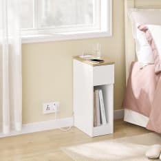 SoBuy FBT111-E-WN bedside table with power socket 2-pack