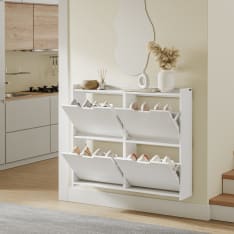 SoBuy FSR100-E-W narrow shoe cabinet with LED lights