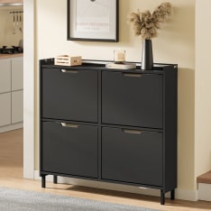 SoBuy FSR100-E-SCH narrow shoe cabinet with LED lights