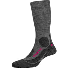 P.A.C. TR 6.1 Trekking Merino Medium Women Grey Melange-Berry hyttys- ja punkkisuoja merinovillasukat