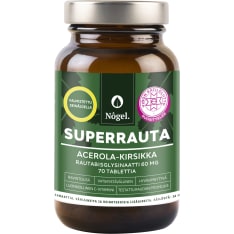 Nôgel Superrauta Acerola-Kirsikka 60 mg 70 tabl. ravintolisä
