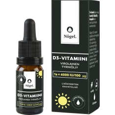 Nôgel D3-vitamiini Virolainen Tyrniöljy 100 μg 10 ml ravintolisä