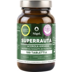 Nôgel Superrauta Acerola-Kirsikka 60 mg 100 tabl. ravintolisä
