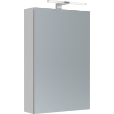 Mirror cabinet BIANCO 45 cm matte white, one door, double socket and LED-lamp