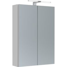 Mirror cabinet BIANCO 50 cm matte white, two doors, double socket and LED-lamp