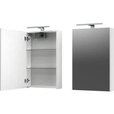 Stocksund Crea 45 cm tuplapistorasia ja LED- valo, mattavalkoinen peilikaappi