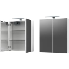 Stocksund Crea 60 cm tuplapistorasia ja LED- valo, mattavalkoinen peilikaappi
