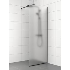 Stocksund 80x200 cm huurrelasi/ metalliprofiilit musta kiinteä suihkuseinä