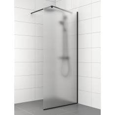 Stocksund 90x200 cm huurrelasi/ metalliprofiilit musta kiinteä suihkuseinä