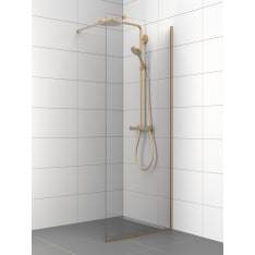 Stocksund 80x200 cm kirkas lasi/ metalliprofiilit harjattu messinki kiinteä suihkuseinä