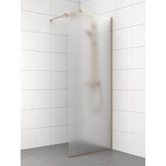 Stocksund 80x200 cm huurrelasi/ metalliprofiilit harjattu messinki kiinteä suihkuseinä