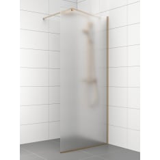 Stocksund 90x200 cm huurrelasi/ metalliprofiilit harjattu messinki kiinteä suihkuseinä