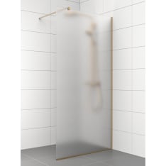 Stocksund 100x200 cm huurrelasi/ metalliprofiilit harjattu messinki kiinteä suihkuseinä