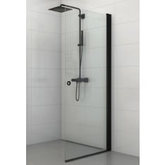 Stocksund 70x195 cm clear, black metal parts swinging shower screen