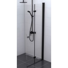 Stocksund 80x195 cm kirkas, mustat metalliosat taittuva suihkuseinä